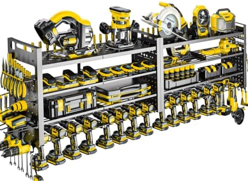 66" W Power Tool Organizer Wall Mount,4-Layer,18 Cordless Drills by SHOMEXTOL