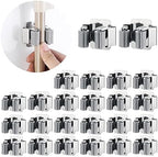 JAMEND CLXP 24 PCS Broom and Mop Holder, Heavy Duty Garden Tool Organizer Rack Rake and Shovel Handle, Stainless Steel Mop Hanger. Wall Mounted Utility Rack with Screws, Silver. by JAMEND+CLXP