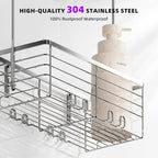 SHANSHUI Shower Hanging Caddy, Bathroom Shower Organizer Basket, Shampoo Bracket, Over Door Showers Rack with Hooks, 304 Stainless Steel Rustproof - Image 4
