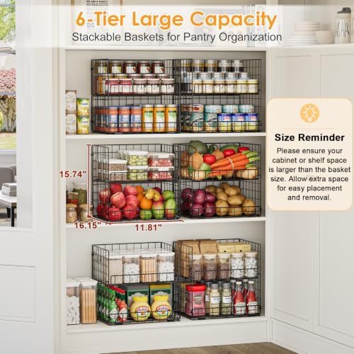 JKsmart 6-Tier XXL Stackable Wire Basket, Snack Organizer for Countertop - Image 2