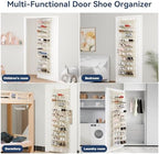 Whitmor 36 Pair Over The Door Shoe Organizer, 12 Tier Hanging Shoe Organizer, Heavy Duty Metal & Mesh Shoe Holder, Hanging Shoe Rack for Closet Organizer & Storage, 74"H x 21.7"W x 7.5"D, Beige - Image 7