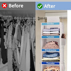 Fixwal Weekly Kids Clothes Organizer 2 Pack 6-Shelf Hanging Storage | Nonwoven Fabric, 6 Daily Shelves, 6 Mesh Side Pockets, 2 Metal Hooks, Foldable Design, for Kids Outfits and Accessories - Image 7