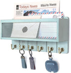 Rebee Vision Key Holder Wall Mount with Mail Basket for Home Decor, Blue by REBEEVISION