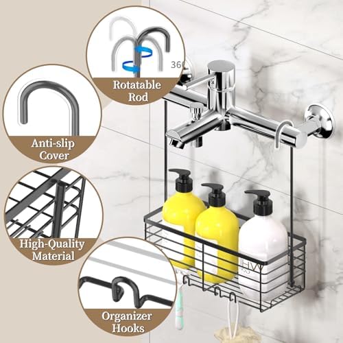 DELLAN Hanging Shower Rack, Shower Organizer Hanging for Bathroom, Black - Image 2