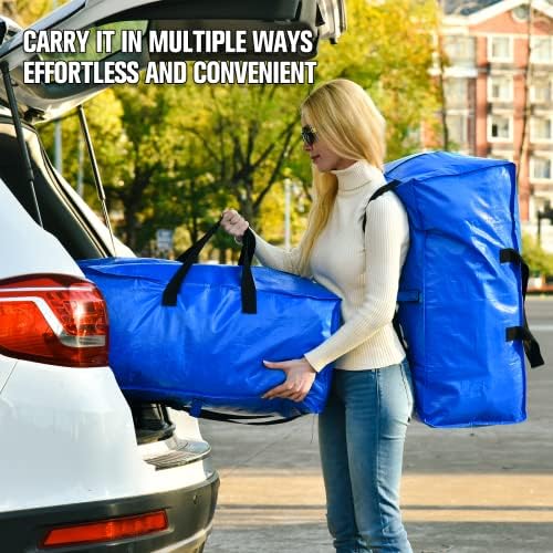 Heavy Duty Blue Moving Bags with Strong Zipper Handles Backpack Straps - Image 6