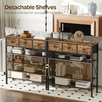 YATINEY 5-Tier Shoe Rack with 3 Drawers, Metal Shoe Organizer for 20 Pairs with Storage Shelves and Wooden Top, for Entryway, Hallway, Foyer, Closet, Rustic Brown and Black SS35BR - Image 4