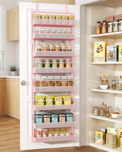 SNTD 8 Tiers Over the Door Organizer, 17" W x 6" D x 69" H, Pink by SNTD