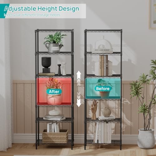 SINGAYE 6 Metal Shelves Wire Shelving Storage Shelf Adjustable Unit Pantry - Image 4