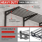 Garage Wall Organizer with Storage Shelves, 48" Garden Tool Organizer with Shelving Units and Hooks Hangers, Heavy Duty Metal Shelf with Shovel Rake Holder, Garage Organization Rack for Yard Shed Lawn - Image 4