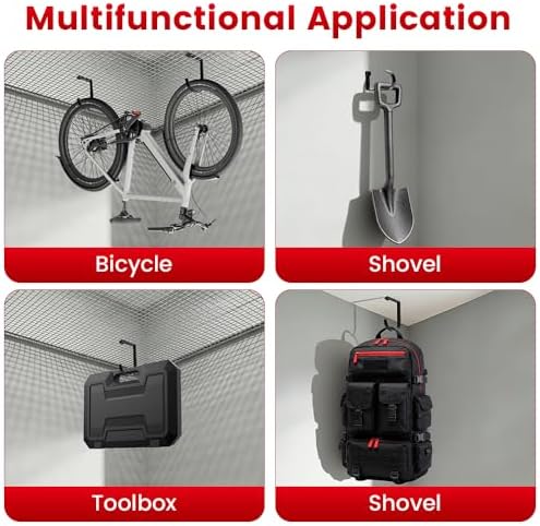 Bike Hooks for Garage Ceiling Mount Rack, Add on Storage Flat Hook, 4 Pack - Image 6