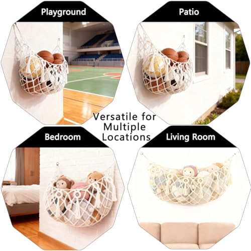 Sports Ball Storage Net，Sport Equipment Storage Hanging Hammock，Organizer Net for Basketball,Volleyball,Football - Image 4