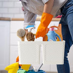 Shower Caddy Portable and Cleaning Caddy Organizer for Bathroom, Kitchen,Toiletries Storage, Caddy organizer with handle, Rust-Resistant, Durable Material(Milky White, 9.36"L×7.73"W×7.24"H) - Image 5