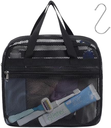 Mesh Shower Caddy Portable with Zipper - 2-Handle Shower Bag for Dorm by F-color