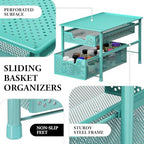 Simple Houseware Stackable 2 Tier Sliding Basket Drawer, Turquoise - Image 4