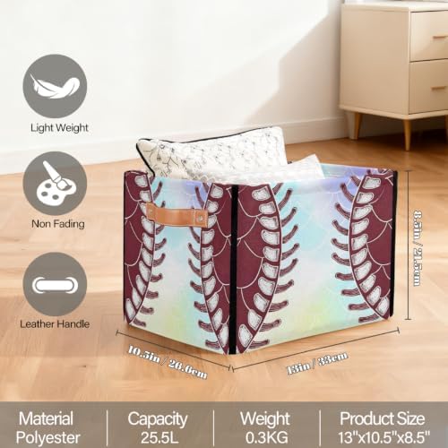 Baseball Storage Basket Toy Storage Bins Collapsible Cube Organizer - Image 2