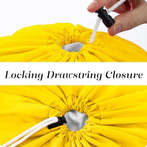 Nylon Laundry Bag - Locking Drawstring Closure and Machine Washable. These Bags will Fit a Laundry Basket or Hamper and Strong Enough to Carry up to Three Loads of Clothes. (Yellow) - Image 6