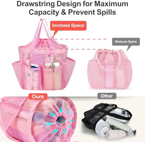 Mesh Shower Caddy Portable with Drawstring - 2-Handle Shower Bag for Dorm - Image 2