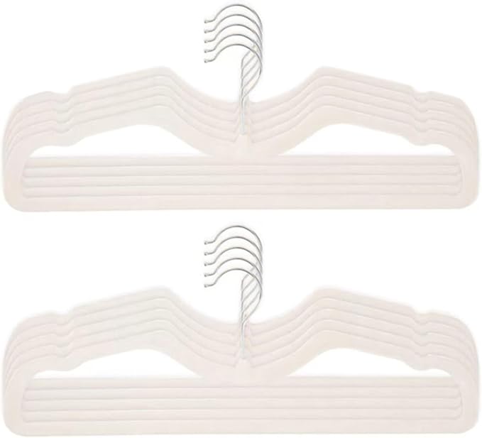 CUTSKY Velvet Hangers 50 Pack, Ultra Slim & Short Neck Hanger, 360 Swivel Hook, Space Saving Durable Non-Slip Felt Hangers,Beige b by Unknown