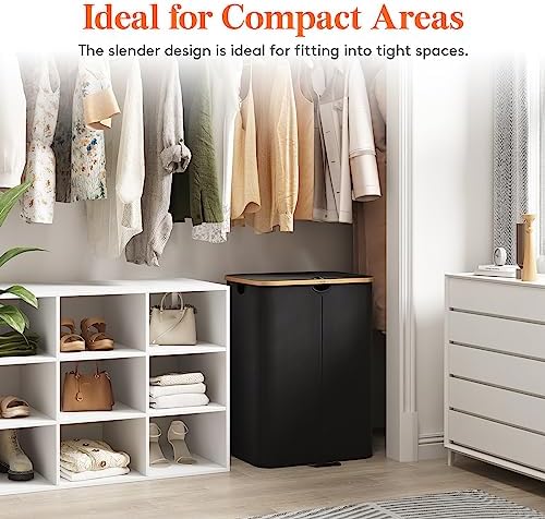 Lifewit 150L Double Laundry Hamper with Lid and Removable Bag, Black - Image 6