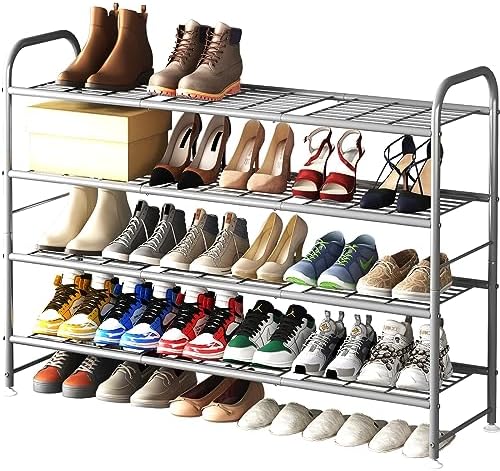 LINZINAR 4 Tier Long Shoe Rack for Closet Metal Shoe Organizer for Entryway by LINZINAR