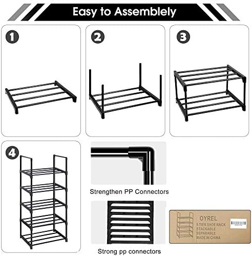 OYREL Shoe Rack, Sturdy Metal 5 Tier Narrow Shoes Organizer - Image 6