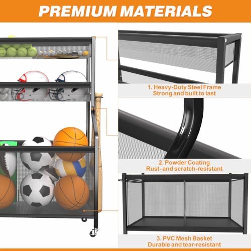 Ultrawall Sports Equipment Organizer, Golf Bag Stand w/Ski & Ball Storage - Image 6
