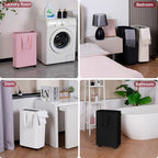 efluky Slim Laundry Hamper with Wheels, Rolling Laundry Basket for Clothes, Small Laundry Basket for Bedroom, Dorm and Laundry Room, 60L (12.7 Gallons) White - Image 4