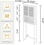 Launica 65 Inch Over The Toilet Storage Cabinet Wood and Metal White Oak - Image 2