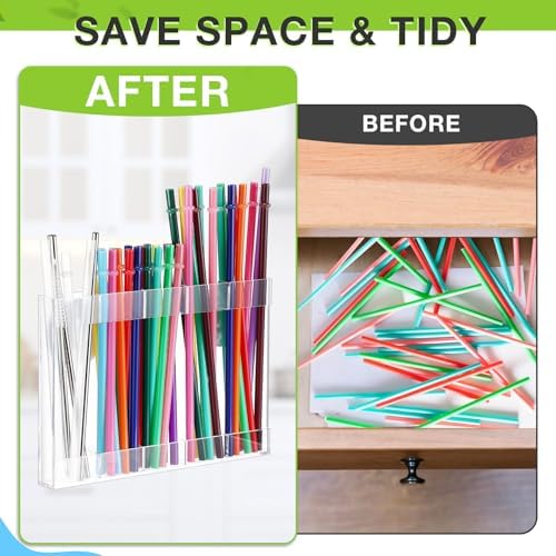 Qinyoung Acrylic Straw Holder for Cabinet Door,Classic,Large,Transparent - Image 3