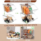 Yerliker 8 Pcs Clear Plastic Storage Bins with Lids Stackable Pantry Storage Organizer Kitchen Cabinet Organizers Ideal Containers for Coffee Pod Tea Sugar Bag Cabinet Home (Extra Large) | Pantry Organizer for Kitchen Cabinet, Ideal for Coffee Pod Tea ... - Image 4