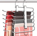HUITEM Space Saving 6 Tier Pant Hangers, Anti-Slip, Lightweight, Stainless Steel, 2 Pack, White by HUITEM