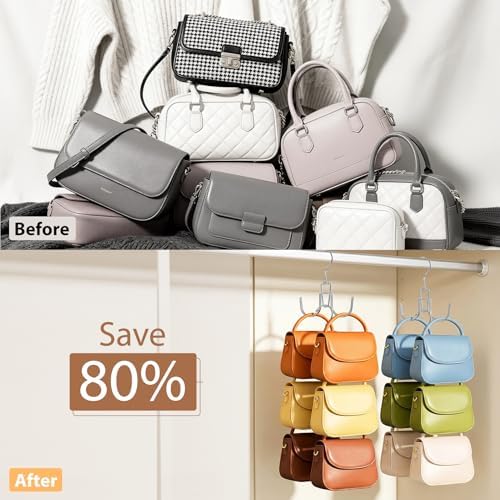 6 Pcs Heavy Duty Purse Organizer for Closet Stackable Purse Hangers - Image 3