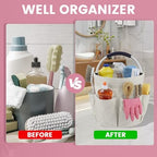 Cleaning Caddy with Handle, 17L Cleaning Supplies Organizer, Off-White - Image 3