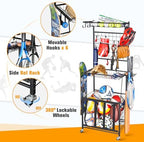 PLKOW Sports Equipment Storage for Garage, Indoor/Outdoor Sports Rack for Garage, Ball Storage Garage Organizer with Basket and Hooks,Toy/Sports Gear Storage - Image 4