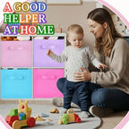 Yinder 4 Pcs Cube Storage Bin 10.5''x10.5''x11'' Storage Bins for Playroom Decor Colorful Bins for Kids Purple Foldable Baskets for Nursery Organizer Boxes Fabric Boxes(Blue, Purple, Pink, Rose Red) - Image 5