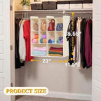 3 Tier Hanging Closet Organizer, 10 Compartments Dual Row Storage, Beige | Closet Organizers and Storage with Large & Small Pockets, 3 Sturdy Hooks Support Heavy Loads, for Dorm, RV, Garment Rack - Image 3