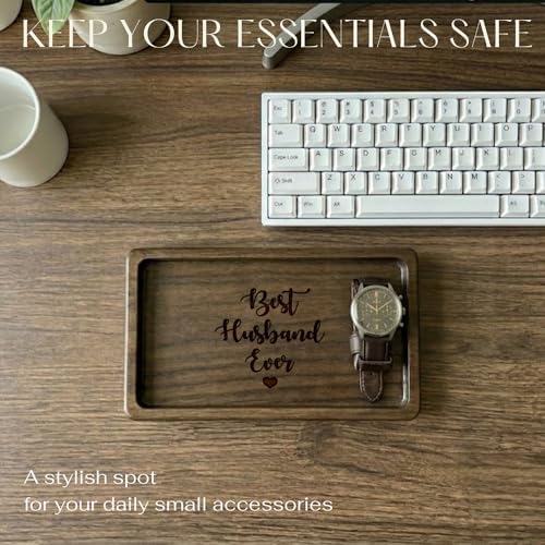 La Boda Wooden Jewelry Dish - Engraved Catchall Tray for Rings & Watches - Unique for Him, Her, Husband, Wife - Decorative Rectangle Jewelry Tray & Holder (5.5 x 3.4 in) (02 - Best Husband Ever) - Image 7