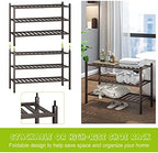 BMOSU 3-Tier Bamboo Shoe Rack Premium Stackable Shoe Shelf Storage Organizer for Hallway Closet Living Room Entryway Organizer (Brown Bamboo) - Image 7