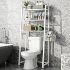 Over The Toilet Storage, Wooden 3-Tier Over-The-Toilet Rack Bathroom Space Saver Organizer, Freestanding Above Toilet with Toilet Paper Holder and Hooks (White) - Image 4
