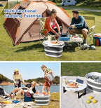 Collapsible Bucket, Upgraded 16L (4.2 Gallon) Collapsible Mop Bucket with Multi-Functional Lid, Foldable Portable Bucket Camping Beach Sand Pool Boat Fishing-Water Pot Pail-Space Saving Square - Image 4