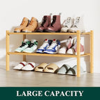 Smiry Bamboo Shoe Rack, 12 Vertical Slats, 2 Tier - 26.8" Wide, Natural - Image 5