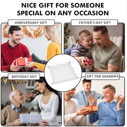 Valet Tray for Men Women 2 Pack - PU Leather Travel Catchall Tray Organizer - Desk Bedside Nightstand Storage Box for Jewelry Key Phone Remote Controller Wallet Watch Glasses Readers -White - Image 7