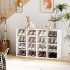 Garden 4 you Shoe Storage Bench, Cubby Shoe Rack with 16 Cubbies, 4-Tier Wood Shoe Rack Organizer, Shoe Organizer Cabinet for Entryway, Hallway, Closet and Garage, White - Image 3