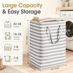 2 Pack Large Laundry Baskets, Laundry Hampers, Freestanding Waterproof Collapsible Clothes Basket with Easy Carry Handles in Laundry Room Bathroom Bedroom Dorm,Grey,75L - Image 2