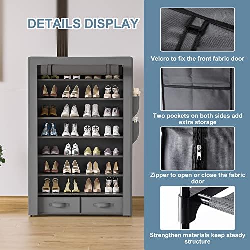 OYREL Shoe Rack Dustproof Sturdy 8Tier Tall Large Storage with Side Pocket - Image 6