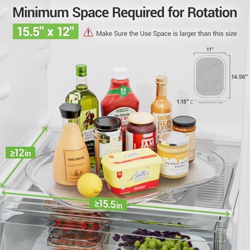 LAMU Lazy Susan Organizer 14.56''x11'' for Refrigerator Organizers and Storage Fridge Organization, Turntable Condiment Organizer for Kitchen, Table Top, Cabinet, Pantry, Countertop, 1 Pack - Image 2
