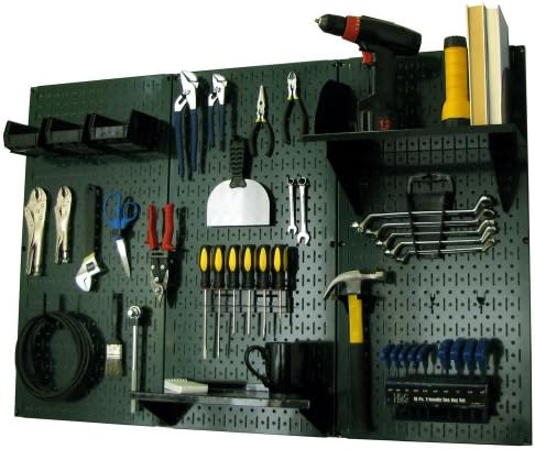 Wall Control Pegboard Organizer 4 ft. Metal Pegboard Standard Tool Storage Kit with Green Toolboard and Black Accessories by Wall+Control