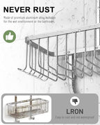Shower Caddy Hanging - Never Rust Shower Hanging Organizer - Aluminum Over the ShowerHead Caddy with 6 Hooks for Razor/Sponge (Silver) - Image 4