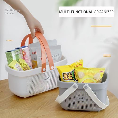 Portable Shower Caddy Basket with Handles Plastic Storage Basket Small Grey - Image 5