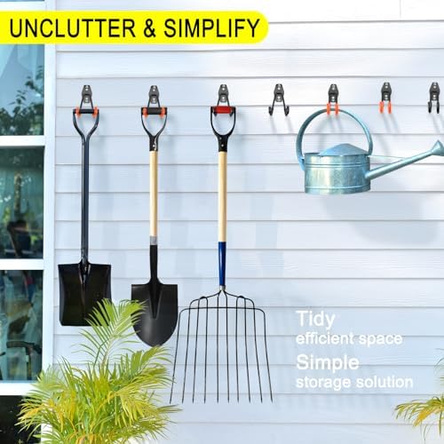 6 Pack Garage Hooks Heavy Duty Storage Organizer Wall Mount Power and Garden Tool Hangers, for Hanging Ladders, Ropes, Hose, Bulk Items - Image 5